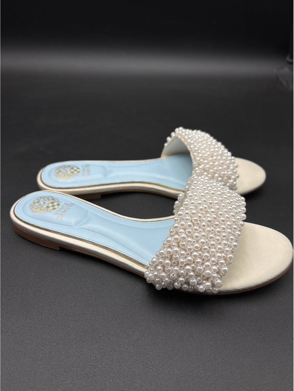 Vince Camuto Pearl Beaded Slide Sandals 7 NIB
